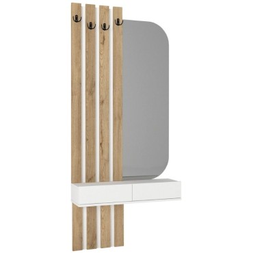 Έπιπλο εισόδου Reyas Megapap χρώμα λευκό - sepet oak 90x27x205,6cm 1 τεμ.