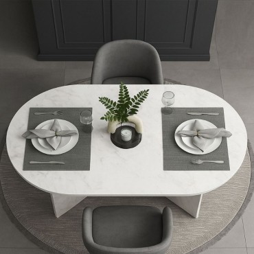 Τραπέζι Cortado Megapap χρώμα λευκό εφέ μαρμάρου 138x80x75cm 1 τεμ.