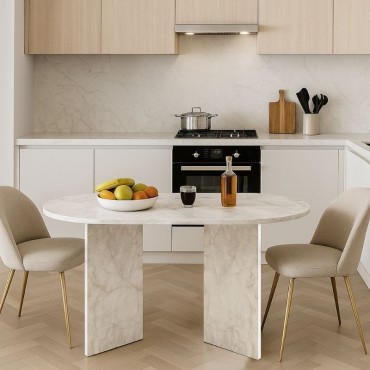Τραπέζι Cortado Megapap χρώμα λευκό εφέ μαρμάρου 138x80x75cm 1 τεμ.