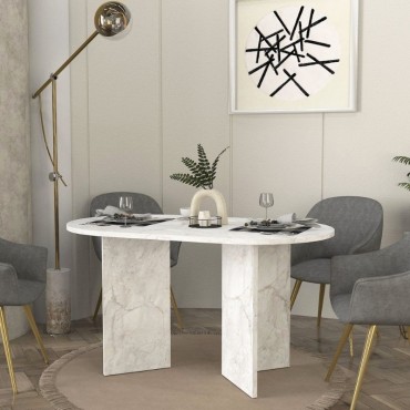 Τραπέζι Cortado Megapap χρώμα λευκό εφέ μαρμάρου 138x80x75cm 1 τεμ.