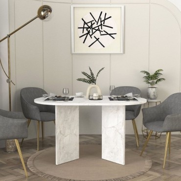 Τραπέζι Cortado Megapap χρώμα λευκό εφέ μαρμάρου 138x80x75cm 1 τεμ.
