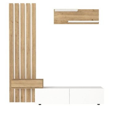 Σύνθεση τηλεόρασης Rosaline Megapap χρώμα λευκό - sepet oak 183x31,3x196,9cm 1 τεμ.