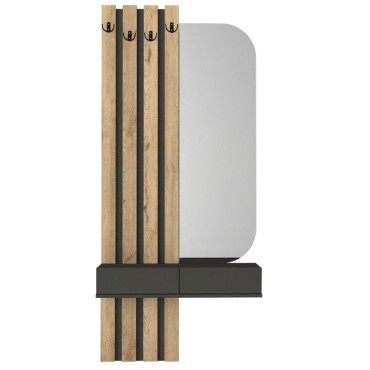 Έπιπλο εισόδου Reyas Megapap χρώμα ανθρακί - sepet oak 90x27x205,6cm 1 τεμ.