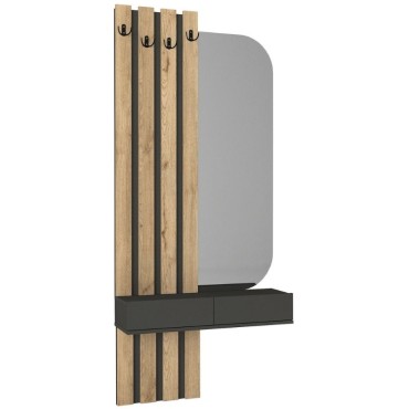 Έπιπλο εισόδου Reyas Megapap χρώμα ανθρακί - sepet oak 90x27x205,6cm 1 τεμ.