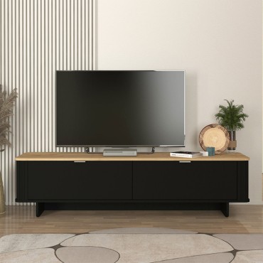 Έπιπλο τηλεόρασης Bohema Megapap χρώμα μαύρο - sepet oak 180x47x45,6cm 1 τεμ.