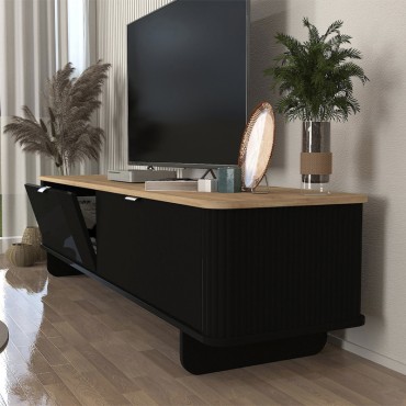 Έπιπλο τηλεόρασης Bohema Megapap χρώμα μαύρο - sepet oak 180x47x45,6cm 1 τεμ.