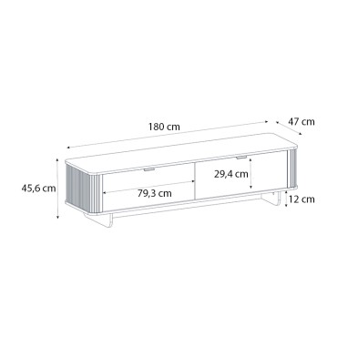 Έπιπλο τηλεόρασης Bohema Megapap χρώμα μαύρο - sepet oak 180x47x45,6cm 1 τεμ.