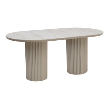 Τραπέζι Hazar Megapap Mdf χρώμα travertine - sandstone 180x90x77cm 1 τεμ.