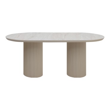 Τραπέζι Hazar Megapap Mdf χρώμα travertine - sandstone 180x90x77cm 1 τεμ.