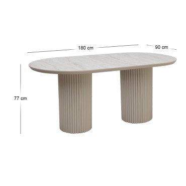 Τραπέζι Hazar Megapap Mdf χρώμα travertine - sandstone 180x90x77cm 1 τεμ.