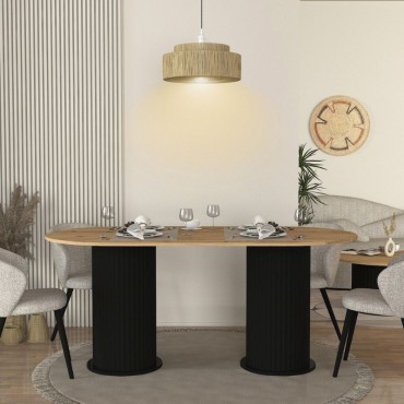 Τραπέζι Bohema Megapap χρώμα μαύρο - sepet oak 180x90x77,7cm 1 τεμ.