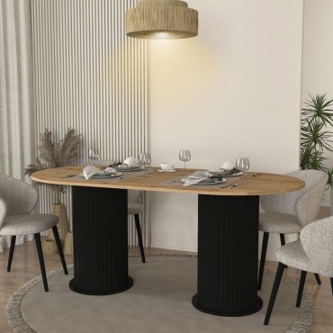 Τραπέζι Bohema Megapap χρώμα μαύρο - sepet oak 180x90x77,7cm 1 τεμ.