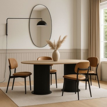 Τραπέζι Bohema Megapap χρώμα μαύρο - sepet oak 180x90x77,7cm 1 τεμ.