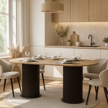 Τραπέζι Bohema Megapap χρώμα μαύρο - sepet oak 180x90x77,7cm 1 τεμ.