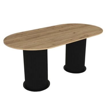 Τραπέζι Bohema Megapap χρώμα μαύρο - sepet oak 180x90x77,7cm 1 τεμ.