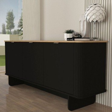 Μπουφές Bohema Megapap χρώμα μαύρο - sepet oak 180x47x76,6cm 1 τεμ.