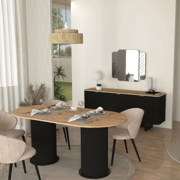 Μπουφές Bohema Megapap χρώμα μαύρο - sepet oak 180x47x76,6cm 1 τεμ.