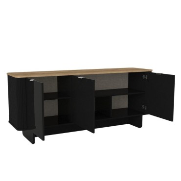 Μπουφές Bohema Megapap χρώμα μαύρο - sepet oak 180x47x76,6cm 1 τεμ.