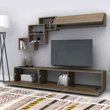 Σύνθεση τηλεόρασης Free Megapap χρώμα καρυδί 210x35x38cm 1 τεμ.