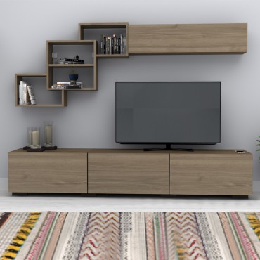 Σύνθεση τηλεόρασης Free Megapap χρώμα καρυδί 210x35x38cm 1 τεμ.