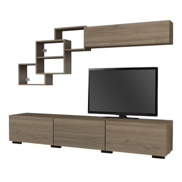 Σύνθεση τηλεόρασης Free Megapap χρώμα καρυδί 210x35x38cm 1 τεμ.