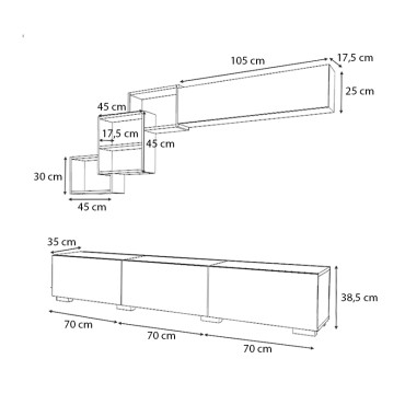 Σύνθεση τηλεόρασης Free Megapap χρώμα καρυδί 210x35x38cm 1 τεμ.