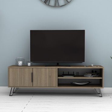 Έπιπλο τηλεόρασης Foot Megapap χρώμα καρυδί 160x35x49cm 1 τεμ.