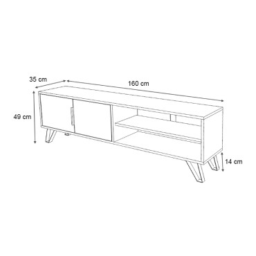 Έπιπλο τηλεόρασης Foot Megapap χρώμα καρυδί 160x35x49cm 1 τεμ.