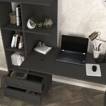 Γραφείο εργασίας Mantra Megapap χρώμα ανθρακί 155x60x152cm 1 τεμ.