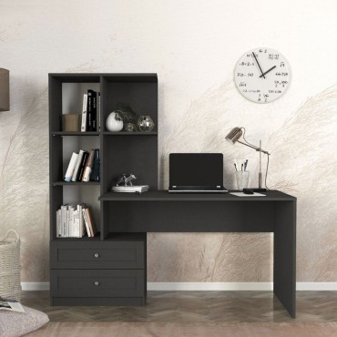 Γραφείο εργασίας Mantra Megapap χρώμα ανθρακί 155x60x152cm 1 τεμ.