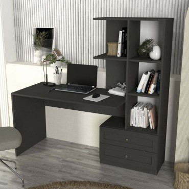 Γραφείο εργασίας Mantra Megapap χρώμα ανθρακί 155x60x152cm 1 τεμ.