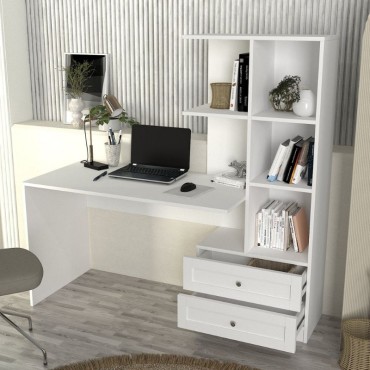Γραφείο εργασίας Mantra Megapap χρώμα λευκό 155x60x152cm 1 τεμ.