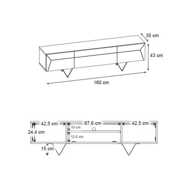 Έπιπλο τηλεόρασης Jacomen Megapap χρώμα sapphire oak 160x35x43cm 1 τεμ.