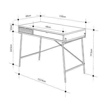 Γραφείο εργασίας Naive Megapap χρώμα sapphire oak 113,4x60x77,5cm 1 τεμ.