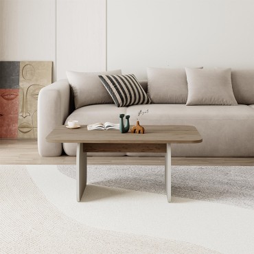Τραπεζάκι σαλονιού Pietra Megapap χρώμα sepet oak - sandstone 100x60x41,8cm 1 τεμ.