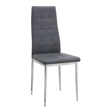 Σετ τραπεζαρία 5 τεμ. Allos - Rosa Megapap χρώμα sapphire oak - γκρι/χρωμίου πόδι 75x75x77cm