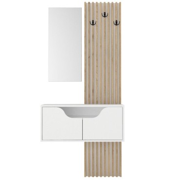 Έπιπλο εισόδου Naro Megapap χρώμα λευκό - sepet oak 90x35x204,2cm 1 τεμ.