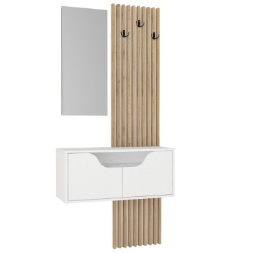 Έπιπλο εισόδου Naro Megapap χρώμα λευκό - sepet oak 90x35x204,2cm 1 τεμ.