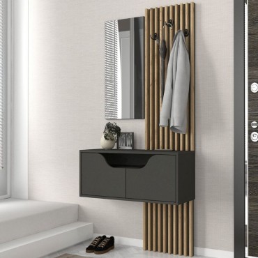 Έπιπλο εισόδου Naro Megapap χρώμα ανθρακί - sepet oak 90x35x204,2cm 1 τεμ.