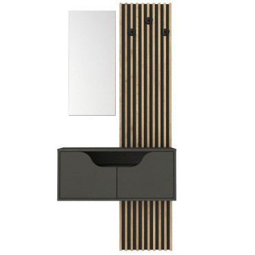 Έπιπλο εισόδου Naro Megapap χρώμα ανθρακί - sepet oak 90x35x204,2cm 1 τεμ.