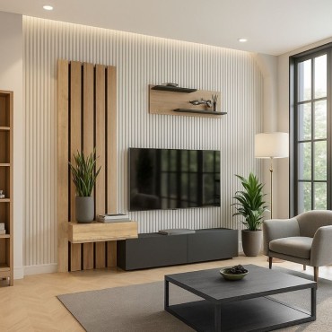 Σύνθεση τηλεόρασης Rosaline Megapap χρώμα ανθρακί - sepet oak 183x31,3x196,9cm 1 τεμ.