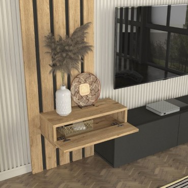 Σύνθεση τηλεόρασης Rosaline Megapap χρώμα ανθρακί - sepet oak 183x31,3x196,9cm 1 τεμ.