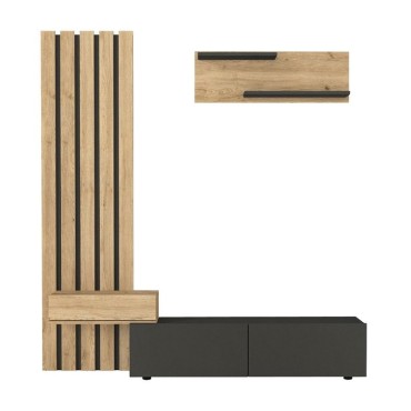 Σύνθεση τηλεόρασης Rosaline Megapap χρώμα ανθρακί - sepet oak 183x31,3x196,9cm 1 τεμ.