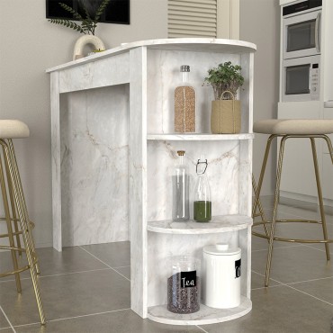 Τραπέζι μπαρ Vigne Megapap χρώμα λευκό εφέ μαρμάρου 150x51,6x101,8cm 1 τεμ.