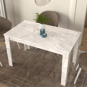 Τραπέζι Darlen Megapap χρώμα λευκό εφέ μαρμάρου 125x72x74cm 1 τεμ.