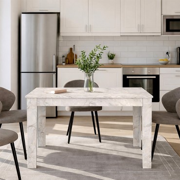 Τραπέζι Darlen Megapap χρώμα λευκό εφέ μαρμάρου 125x72x74cm 1 τεμ.