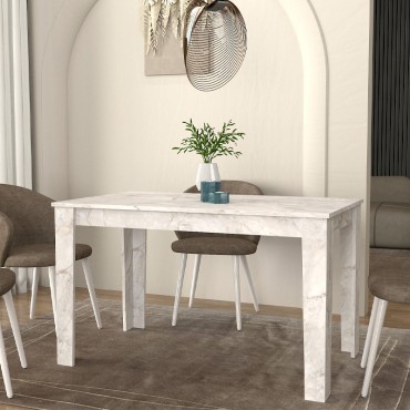Τραπέζι Darlen Megapap χρώμα λευκό εφέ μαρμάρου 125x72x74cm 1 τεμ.