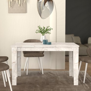 Τραπέζι Darlen Megapap χρώμα λευκό εφέ μαρμάρου 125x72x74cm 1 τεμ.