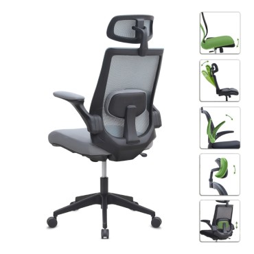 Καρέκλα γραφείου διευθυντική Belora Megapap με ύφασμα Mesh χρώμα γκρι 63,5x62x117/127cm 1 τεμ.