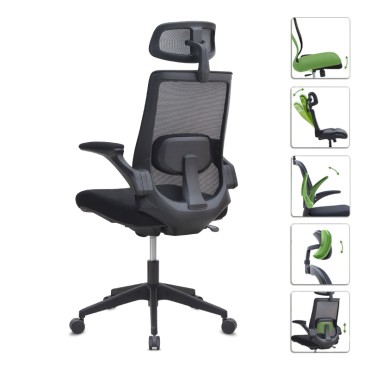 Καρέκλα γραφείου διευθυντική Belora Megapap με ύφασμα Mesh χρώμα μαύρο 63,5x62x117/127cm 1 τεμ.